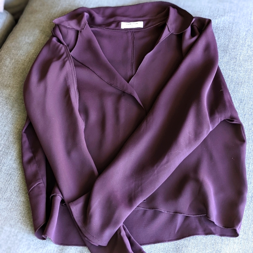 Aritzia purple/eggplant silk blouse